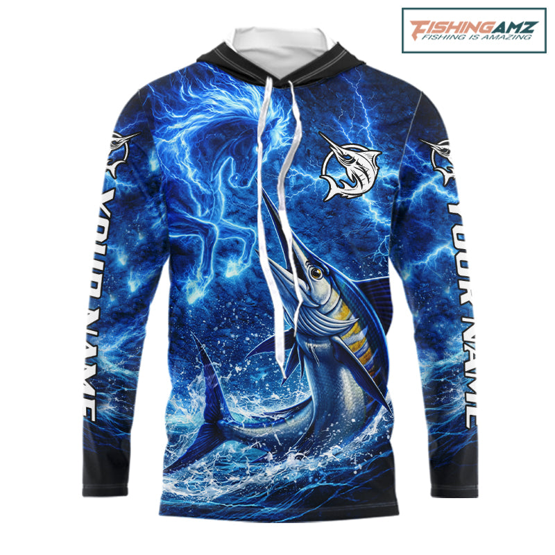 Marlin & Blue Thunder Horse Fishing Shirt Long Sleeve, Marlin Fishing Shirt For Men NHT450