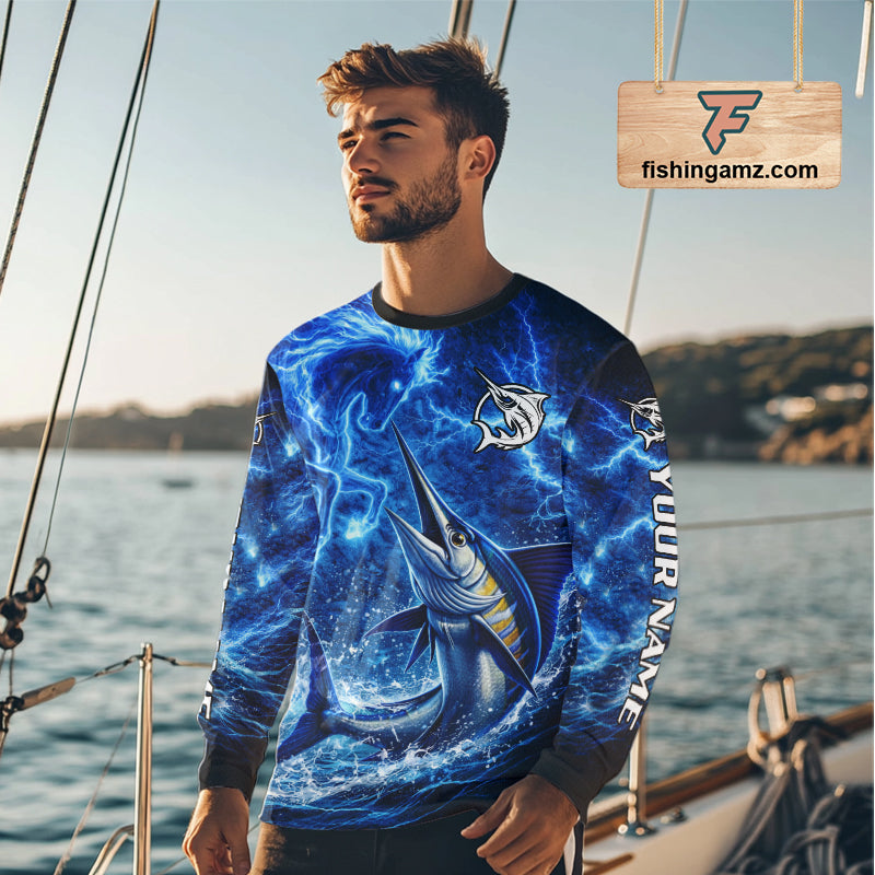 Marlin & Blue Thunder Horse Fishing Shirt Long Sleeve, Marlin Fishing Shirt For Men NHT450