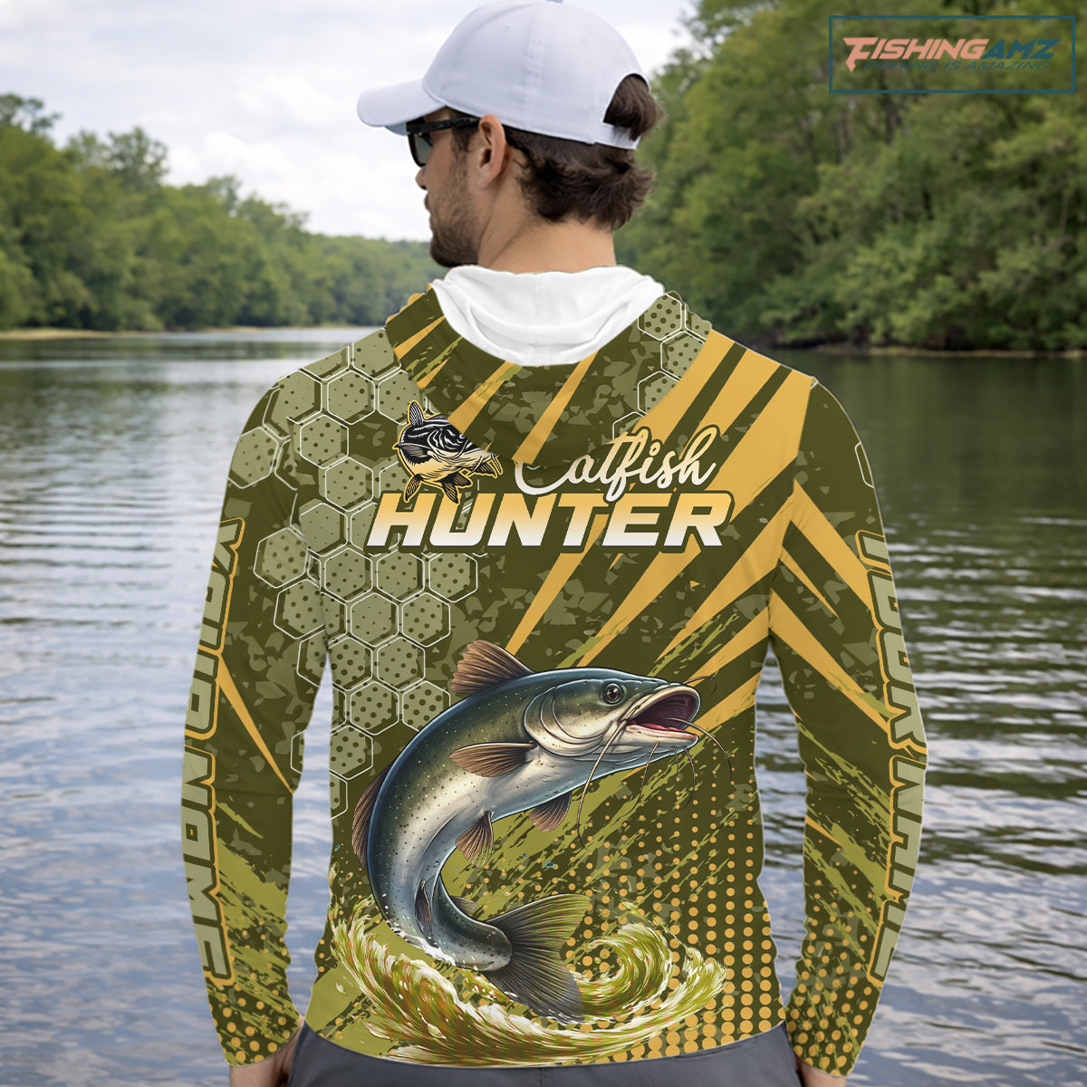 Personalized Catfish Hooded Long Sleeve Fishing Shirts, Catfish Fishing Jerseys For Men NHT522