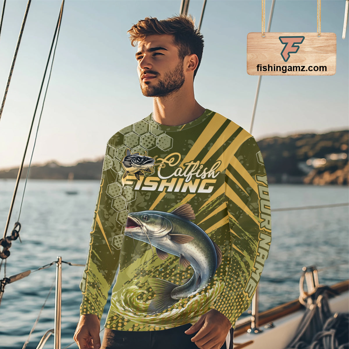 Personalized Catfish Long Sleeve Fishing Shirts, Catfish Fishing Jerseys For Men NHT522