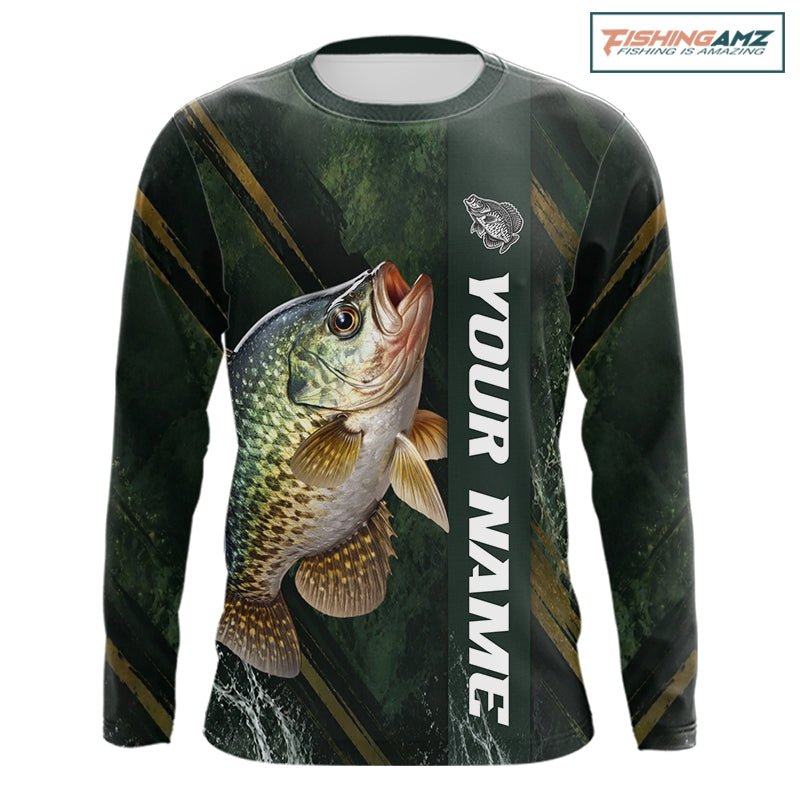 Personalized Crappie Fishing Jersey – Green Angler Shirt Custom Name, Fishing Gift For Men NHT875