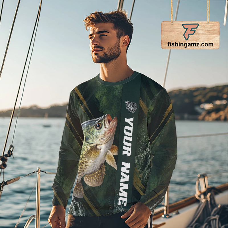 Personalized Crappie Fishing Jersey – Green Angler Shirt Custom Name, Fishing Gift For Men NHT875