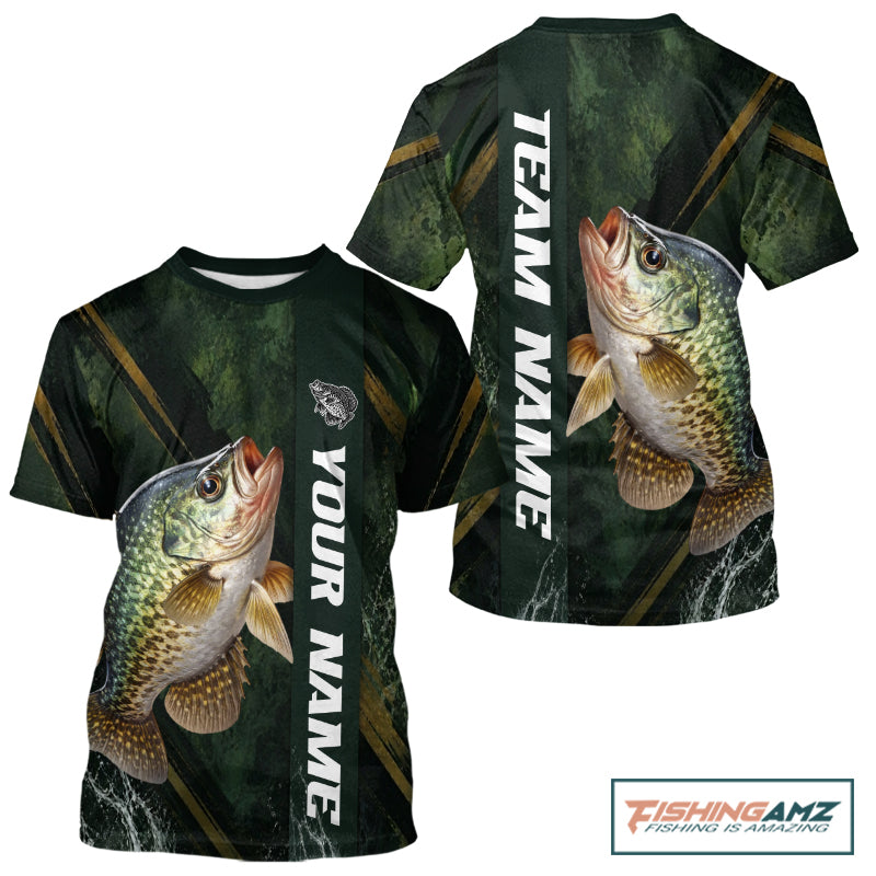 Personalized T-shirts Crappie Fishing Jersey – Green Angler Shirt Custom Name, Fishing Gift For Men