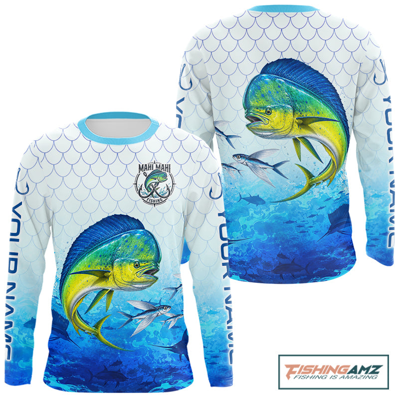 Custom Mahi Mahi Fishing Shirt Long Sleeve, Personalized Dorado Fishing Jersey For Men NHT1499