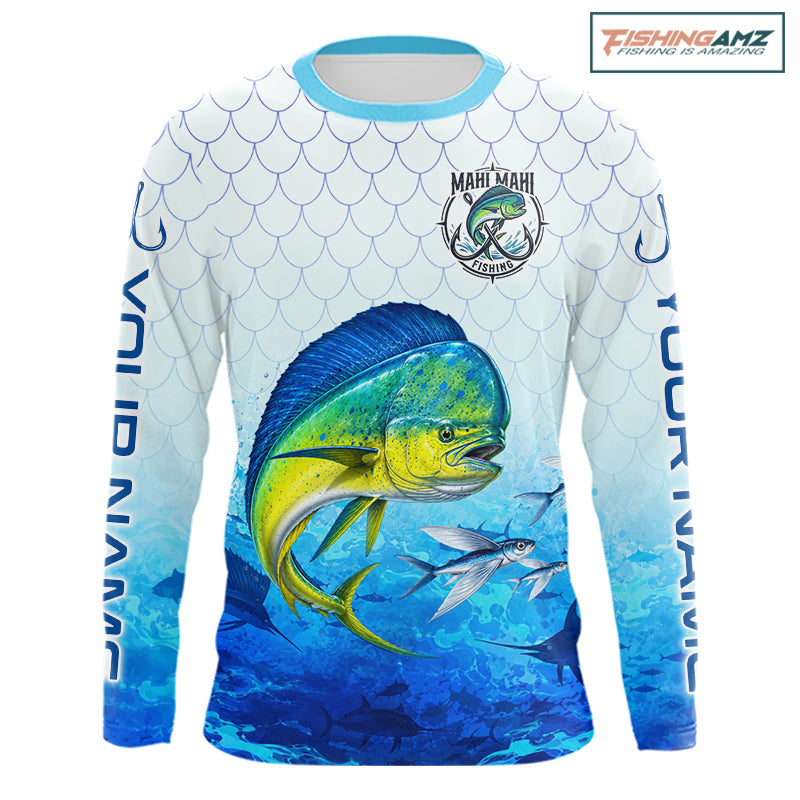 Custom Mahi Mahi Fishing Shirt Long Sleeve, Personalized Dorado Fishing Jersey For Men NHT1499