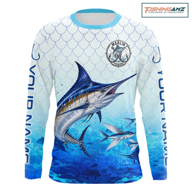 Custom Marlin Fishing Shirt Long Sleeve, Personalized Marlin Fishing Jersey For Men NHT1500