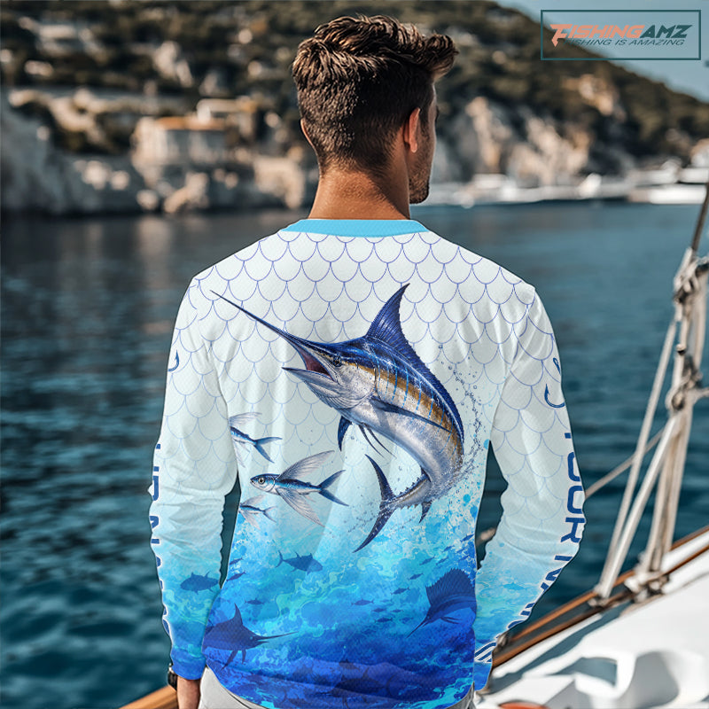 Custom Marlin Fishing Shirt Long Sleeve, Personalized Marlin Fishing Jersey For Men NHT1500