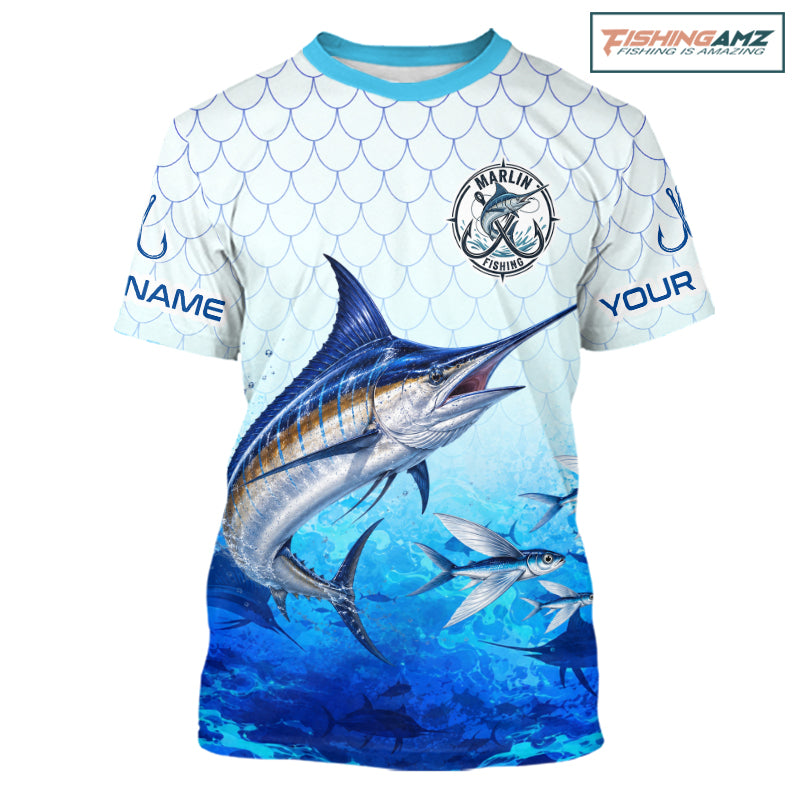 Custom Marlin Fishing Shirt Short Sleeve, Personalized Marlin Fishing Jersey For Men NHT1500