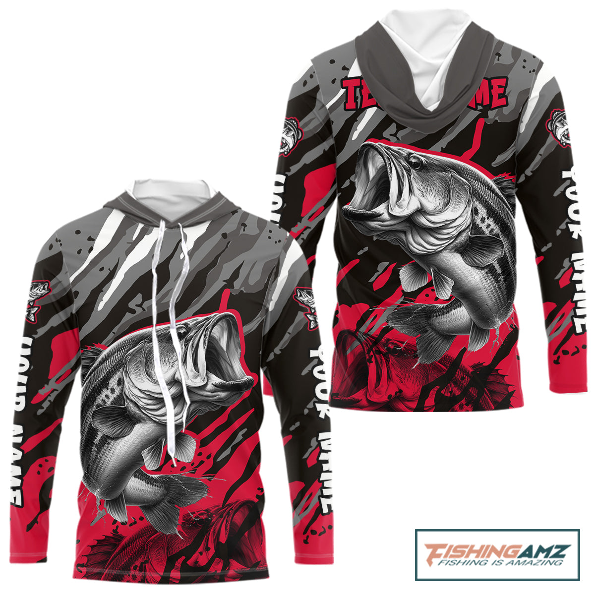 Personalized Bass Fishing Sport Jerseys, Bass Fishing Shirts Long Sleeve Hooded For Men