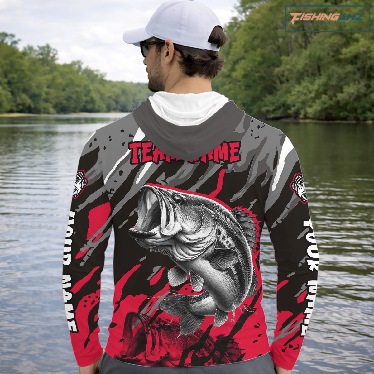 Personalized Bass Fishing Sport Jerseys, Bass Fishing Shirts Long Sleeve Hooded For Men