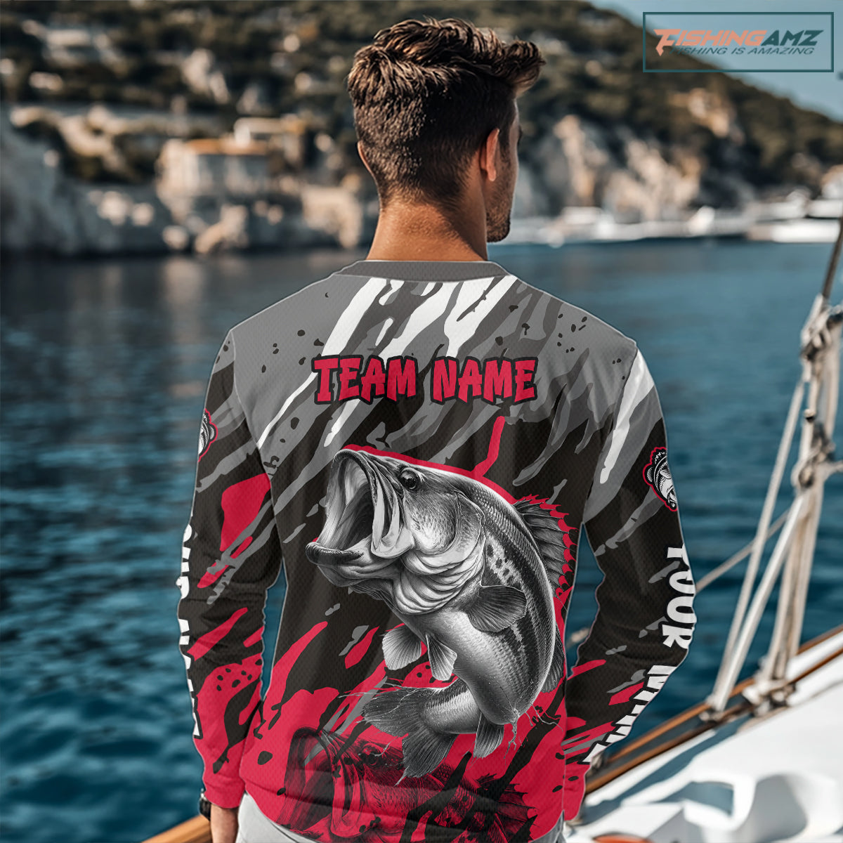 Personalized Bass Fishing Sport Jerseys, Bass Fishing Shirts Long Sleeve For Men