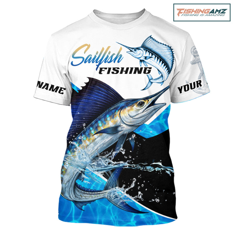 Custom Sailfish Saltwater Fishing T-Shirt Designed For Deep Sea Anglers NHT1356