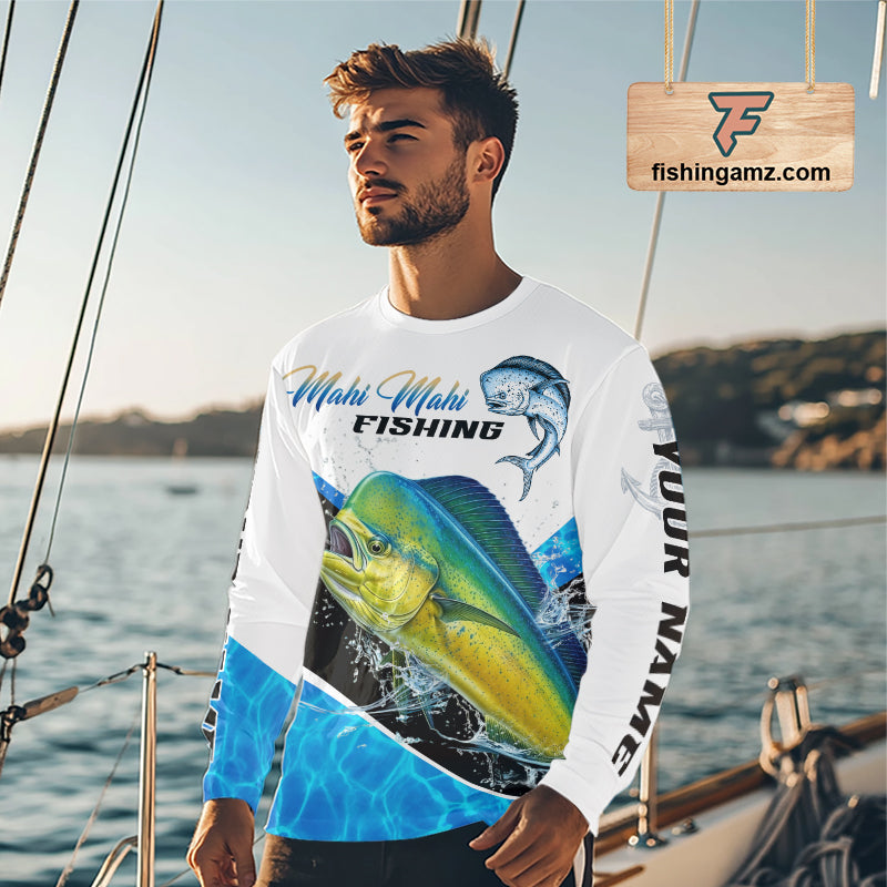 Custom Mahi Mahi Saltwater Fishing Shirts Long Sleeve Designed For Deep Sea Anglers NHT1357