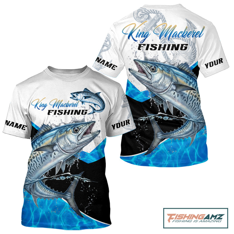 Custom King Mackerel Saltwater Fishing T-Shirt Designed For Deep Sea Anglers NHT1358