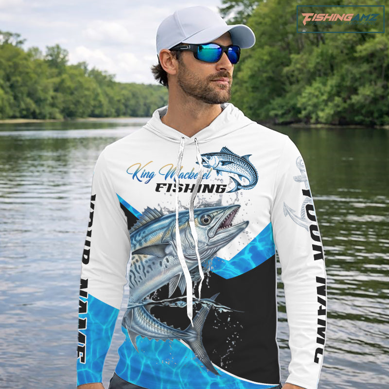 Custom Tuna Saltwater Fishing Shirts Long Sleeve Hooded Designed For Deep Sea Anglers NHT1359