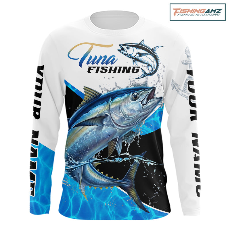 Custom Tuna Saltwater Fishing Shirts Long Sleeve Designed For Deep Sea Anglers NHT1359