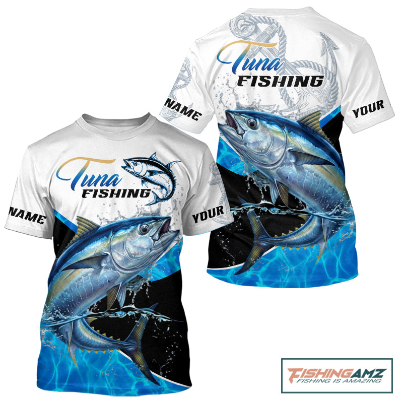 Custom Tuna Saltwater Fishing T-Shirt Designed For Deep Sea Anglers NHT1359