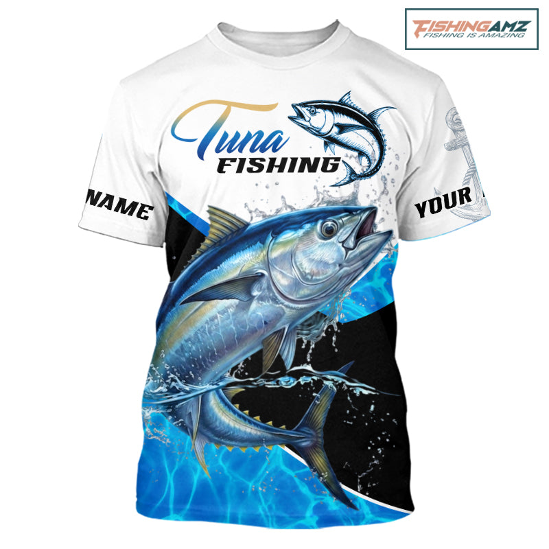 Custom Tuna Saltwater Fishing T-Shirt Designed For Deep Sea Anglers NHT1359