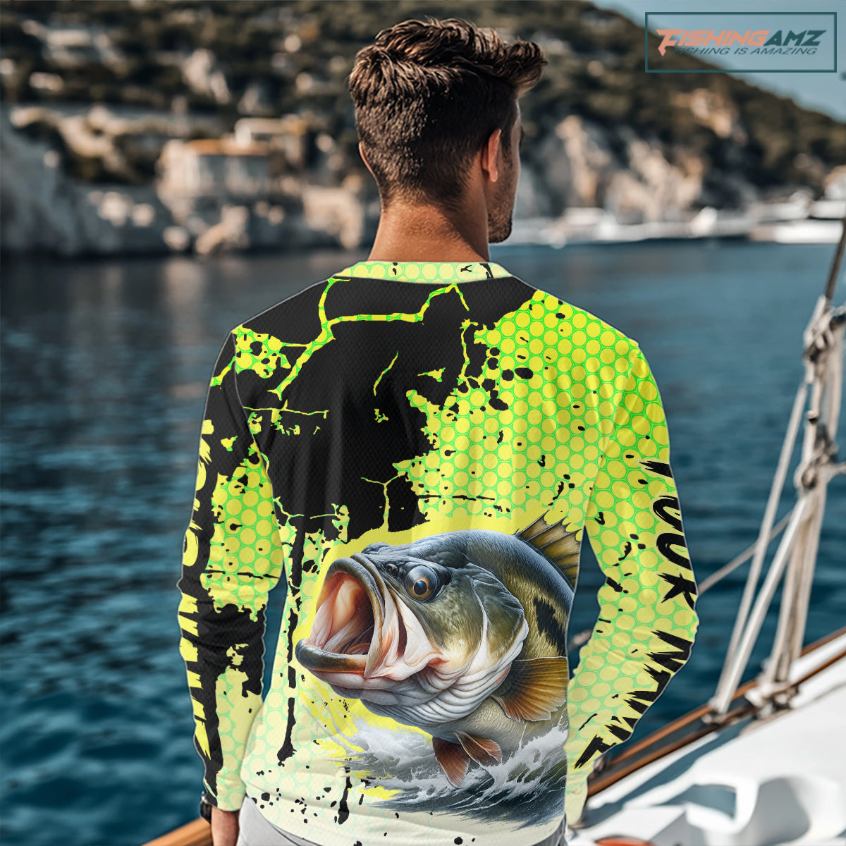 Largemouth Bass Fishing Shirts Long Sleeve Custom Bass Fishing Apparel NHT406