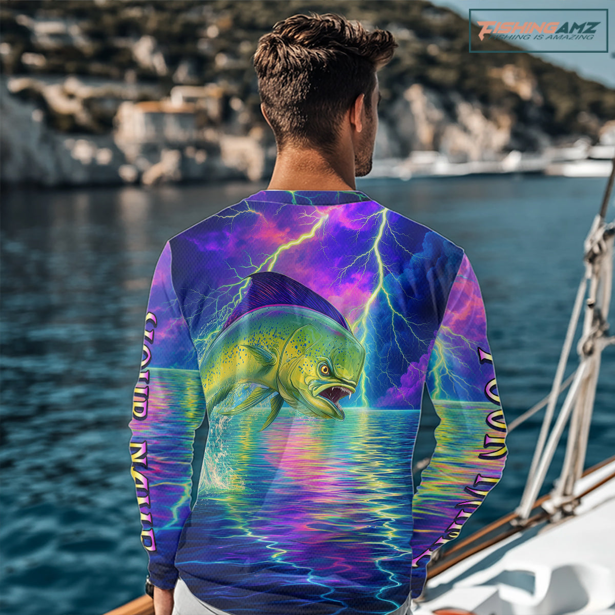 Angry Mahi Mahi Custom Fishing Shirts Long Sleeve, Design Neon Mahi Mahi Fishing Jersey NHT533