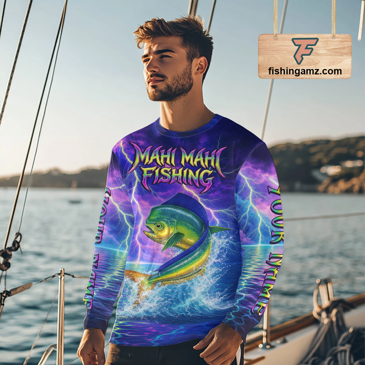 Custom Neon Pattern Mahi Mahi Fishing Shirts Long Sleeve, Fishing Shirt Jersey NHT534