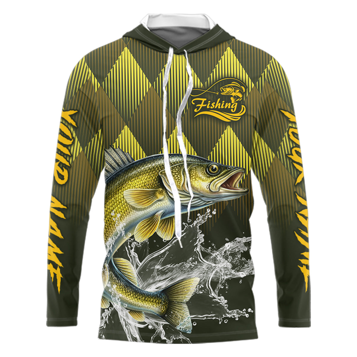 Custom Walleye Fishing Long Sleeve Hooded, Tournament Fishing Shirts, Walleye Fishing Apparel NHT411