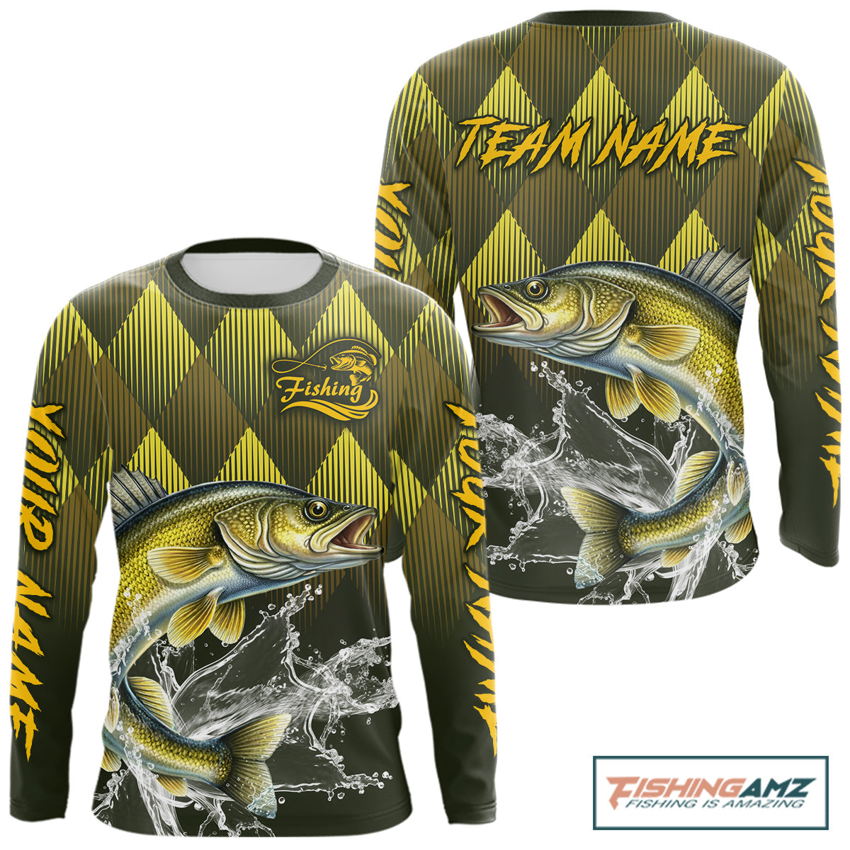 Custom Walleye Fishing Long Sleeve Tournament Fishing Shirts, Walleye Fishing Apparel NHT411