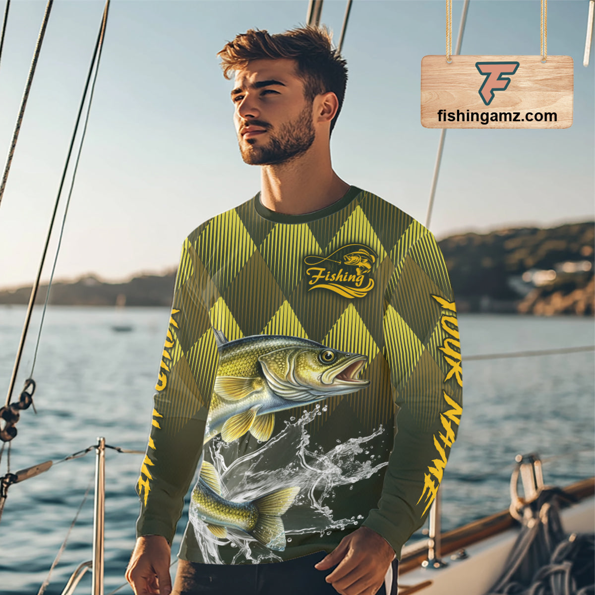 Custom Walleye Fishing Long Sleeve Tournament Fishing Shirts, Walleye Fishing Apparel NHT411