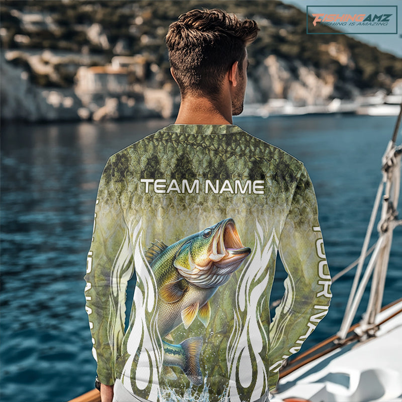 Personalized Bass Team Fishing Shirt - Long Sleeve Tournament Fishing Apparel NHT1101