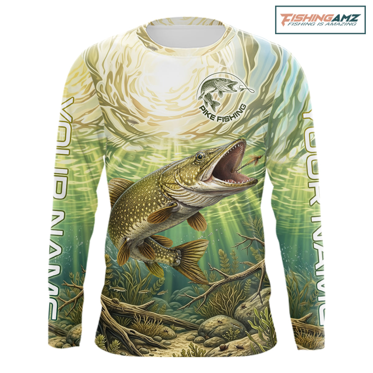 Northern Pike Fishing Jerseys For Men, Personalized Northern Pike Long Sleeve Fishing Shirts NHT808
