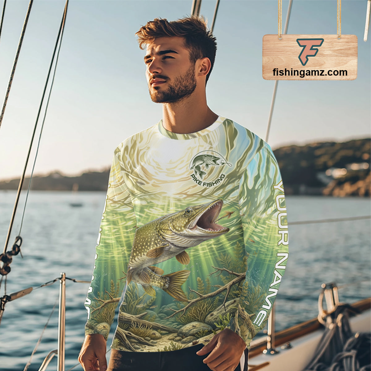 Northern Pike Fishing Jerseys For Men, Personalized Northern Pike Long Sleeve Fishing Shirts NHT808