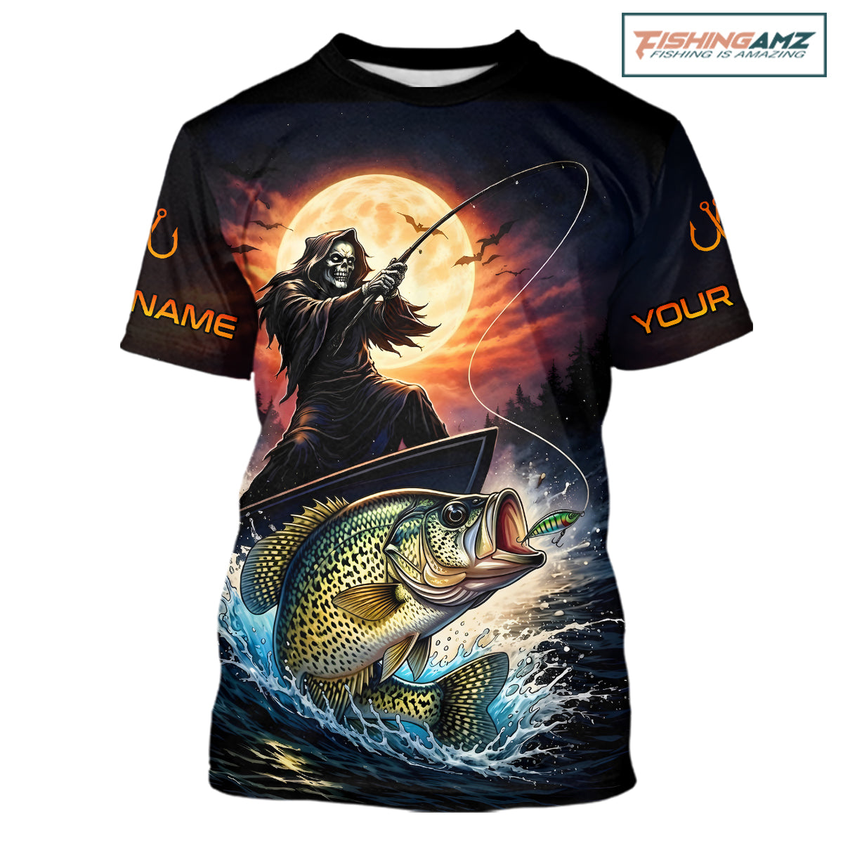 Personalized Fish Reaper Fishing Shirts Jerseys, Fish Reaper Sunset Crappie Fishing Shirts T - Shirt NHT831