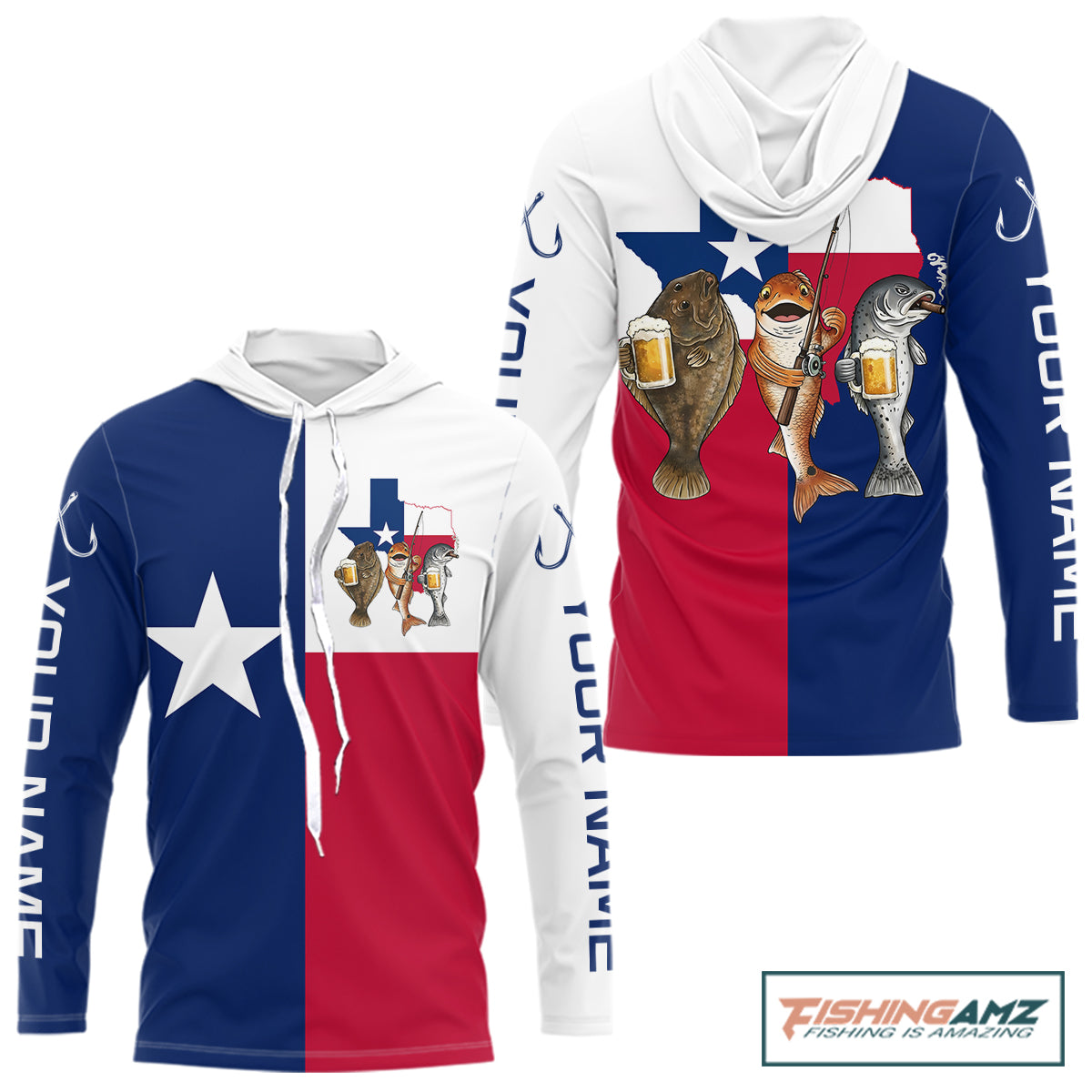 Texas Slam Fishing Shirts Long Sleeve Hooded For Men, Personalized Inshore Slam Fishing Team Jersey NHT846