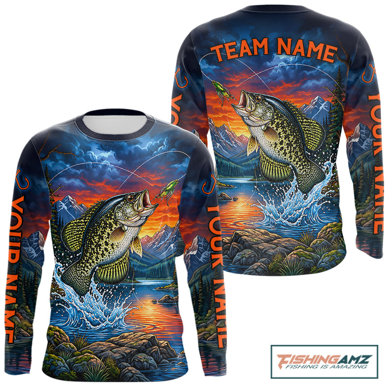 Personalized Crappie Fishing Shirt, Mountain River Fishing Jersey, Custom Team Shirt NHT1820