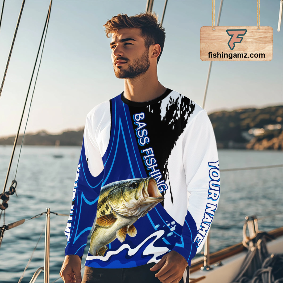 Bass Fishing Jersey Personalized Name Fishing Shirt, Angler Tournament Fishing Apparel NHT867