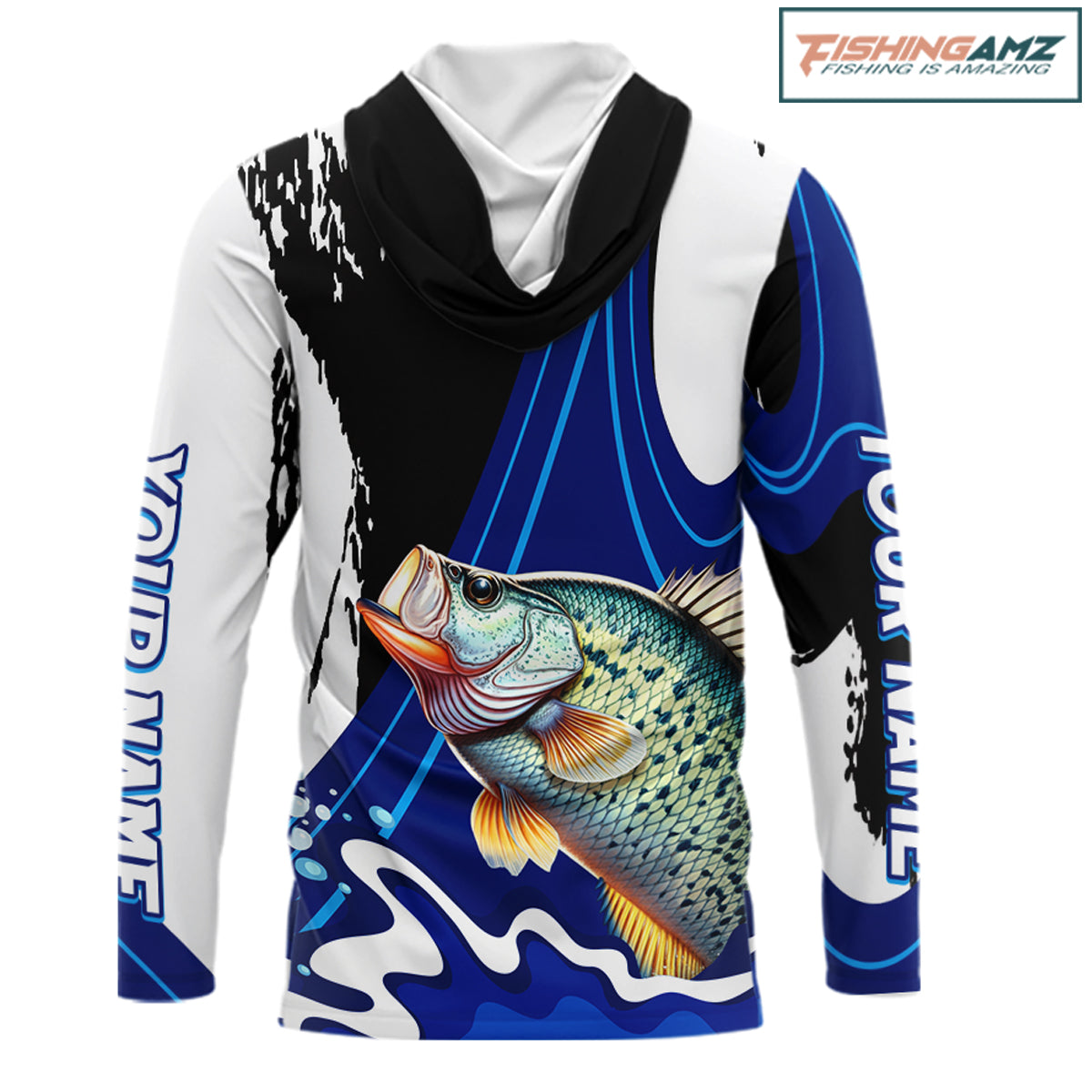 Crappie Fishing Jersey Personalized Name Hooded Fishing Shirt, Angler Tournament Fishing Apparel NHT868