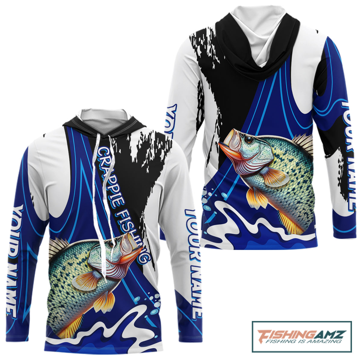 Crappie Fishing Jersey Personalized Name Hooded Fishing Shirt, Angler Tournament Fishing Apparel NHT868