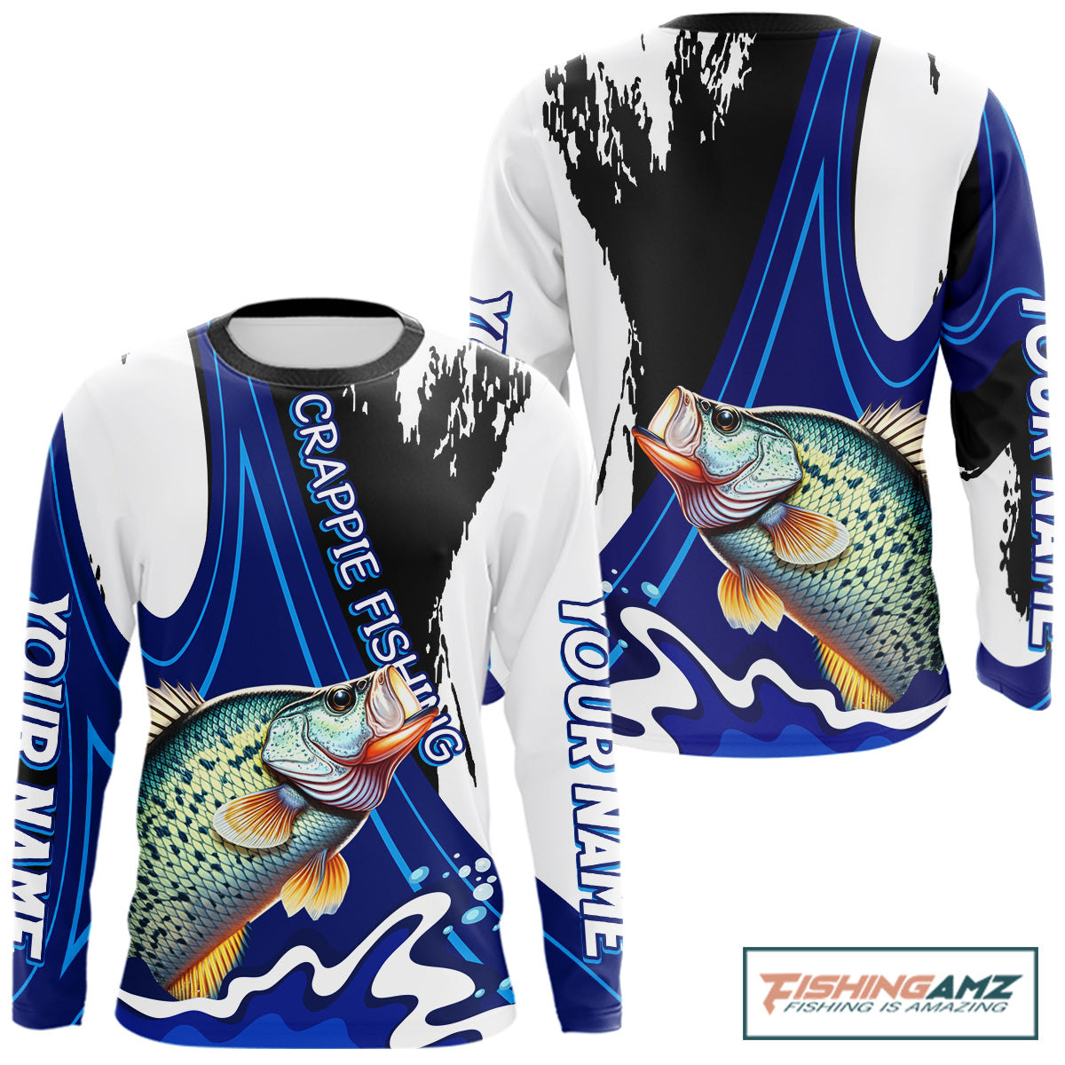 Crappie fishing jersey personalized name long sleeve UV protection fishing shirt