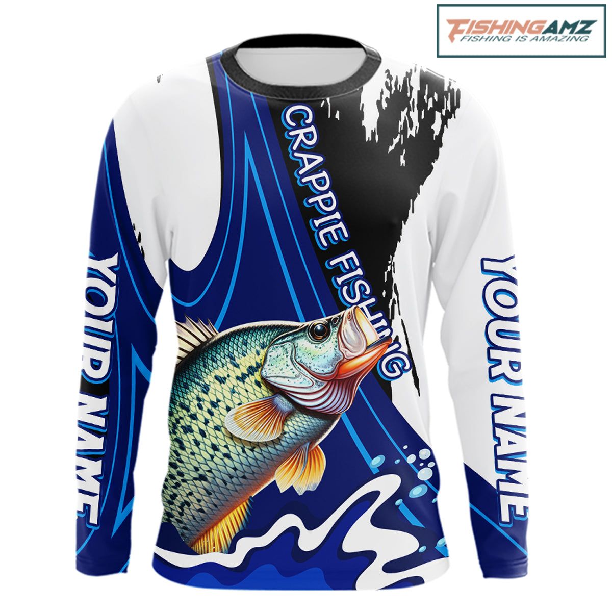 Crappie fishing jersey personalized name long sleeve UV protection fishing shirt