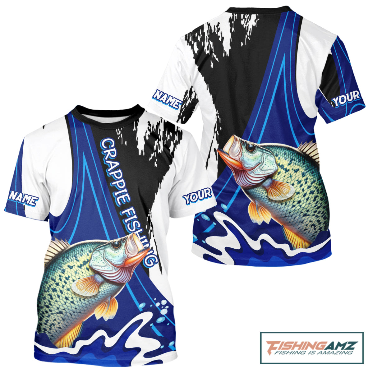 Crappie Fishing Jersey Personalized Name Fishing T-shirts, Angler Tournament Fishing Appare