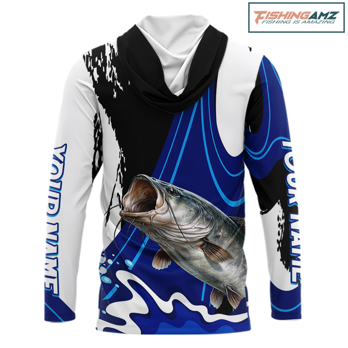 Catfish Fishing Jersey Personalized Name Hooded Fishing Shirt, Angler Tournament Fishing Apparel NHT869