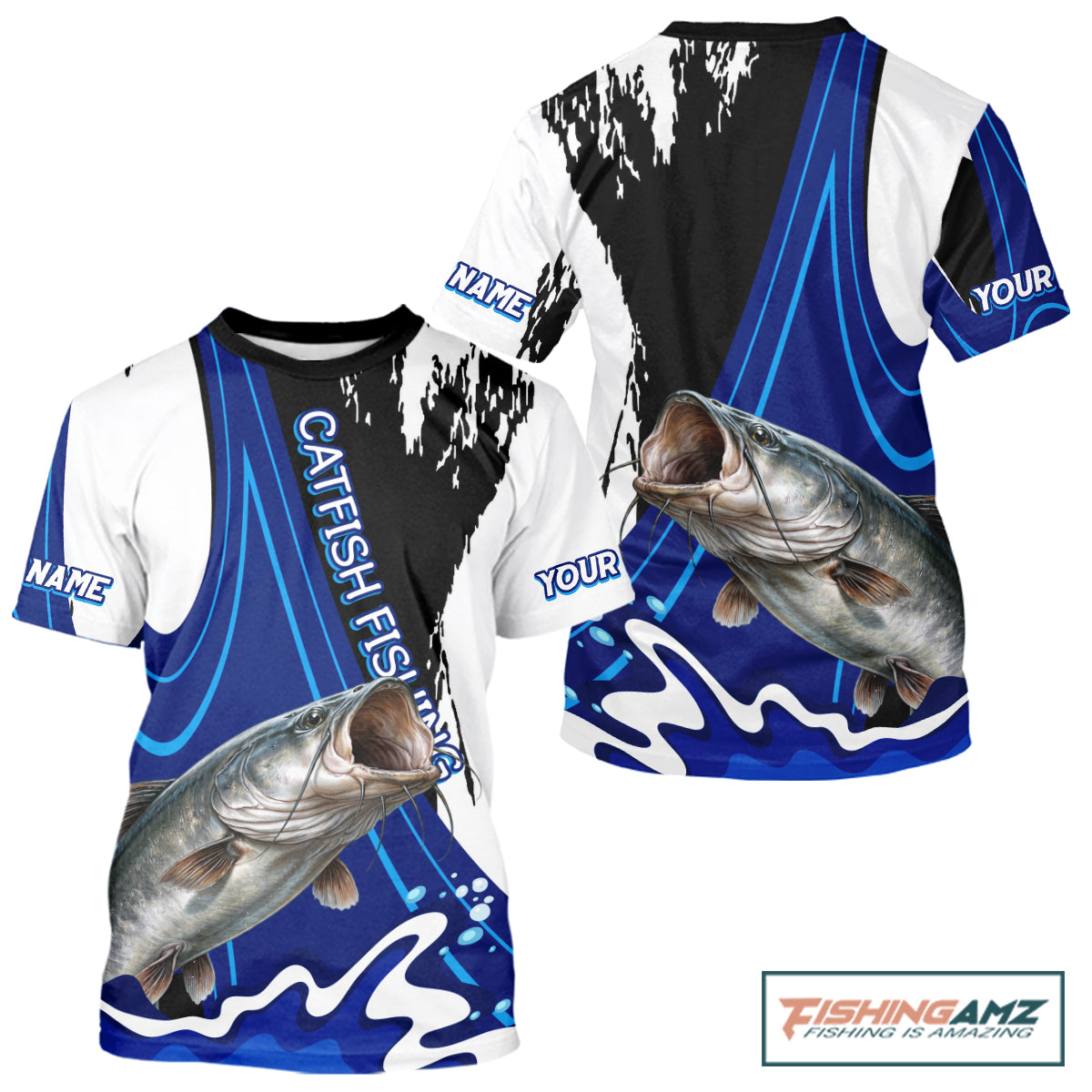 Catfish Fishing Jersey Personalized Name Fishing T-shirts, Angler Tournament Fishing Apparel NHT869
