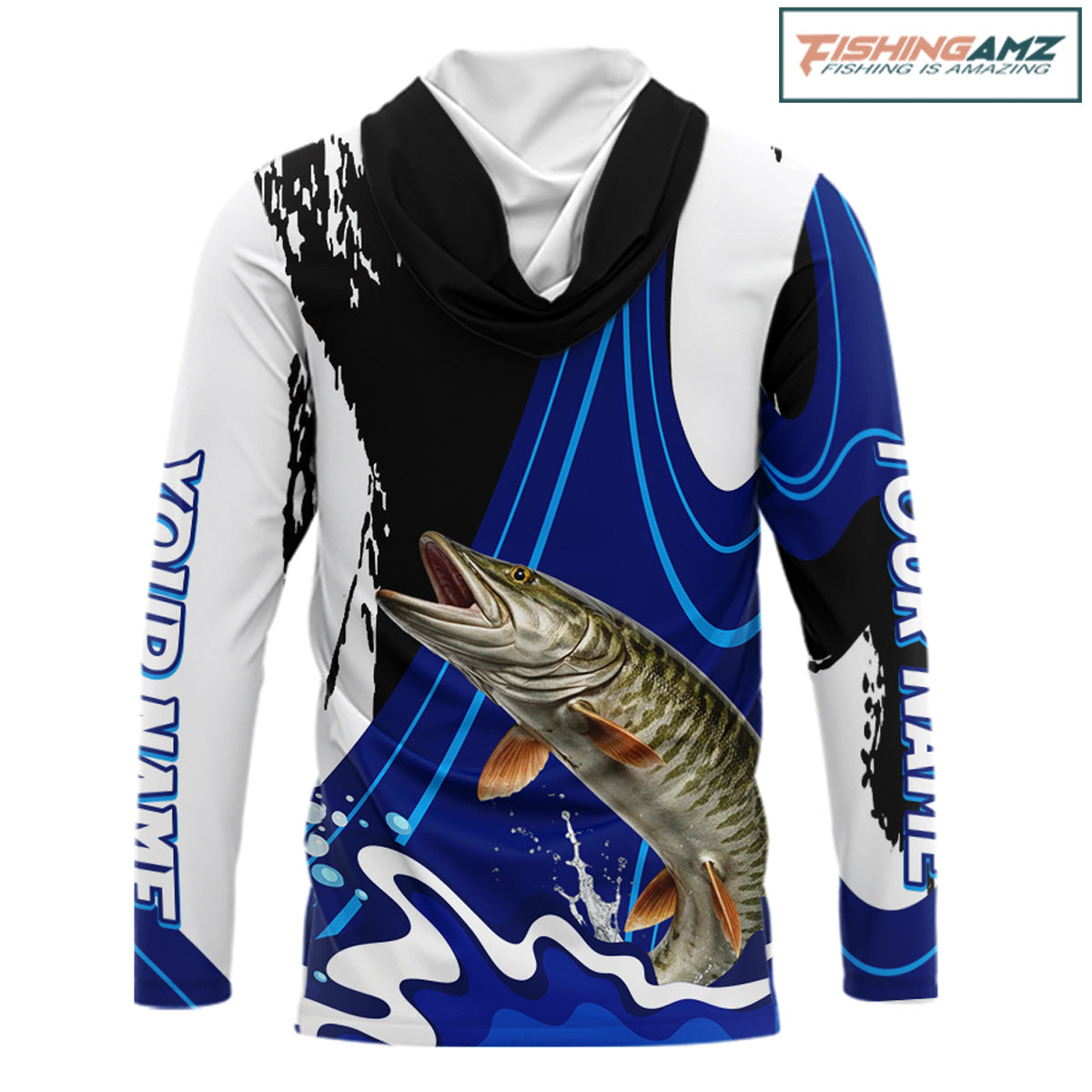 Musky Fishing Jersey Personalized Name Hooded Fishing Shirt, Angler Tournament Fishing Apparel NHT870