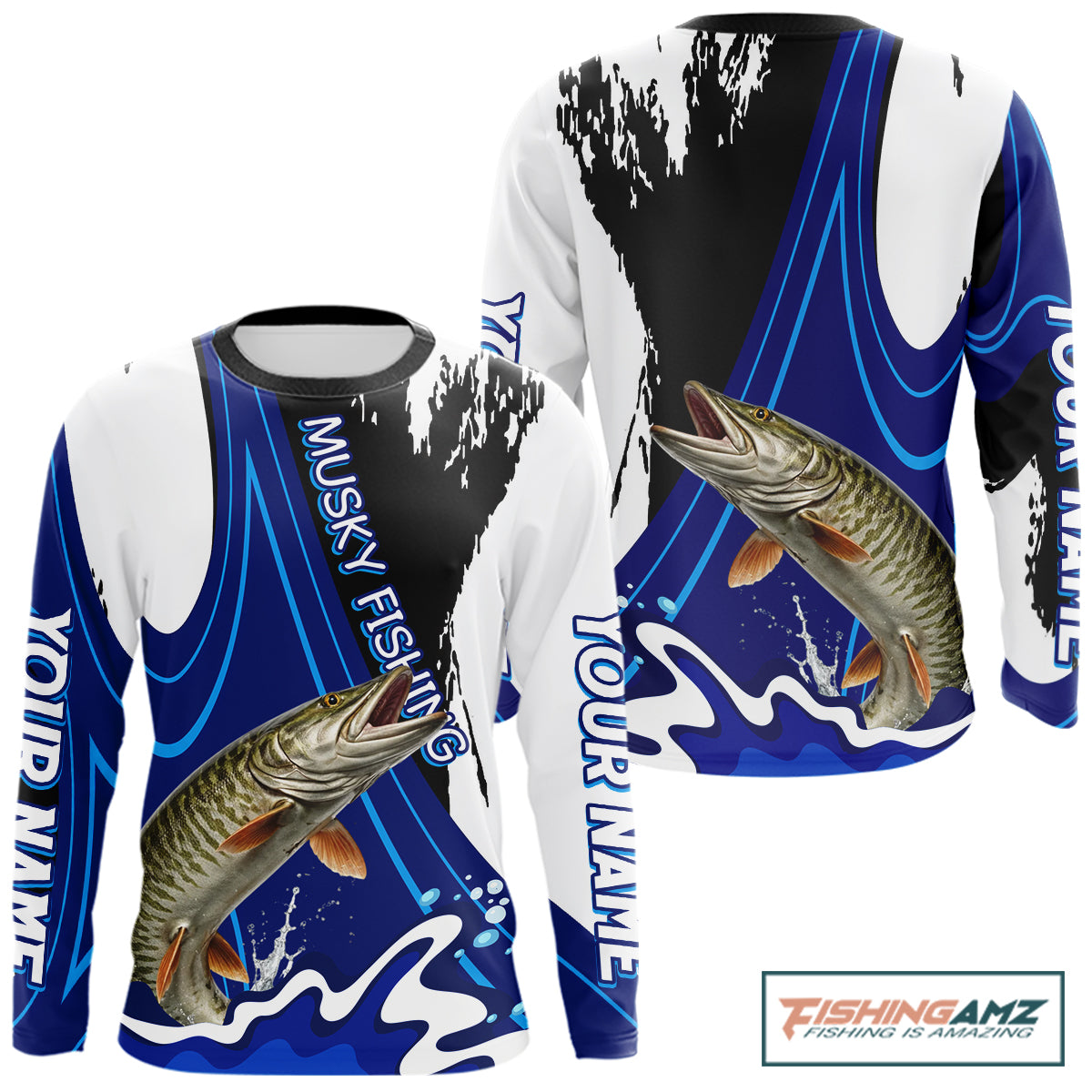 Musky Fishing Jersey Personalized Name Fishing Shirt, Angler Tournament Fishing Apparel NHT870