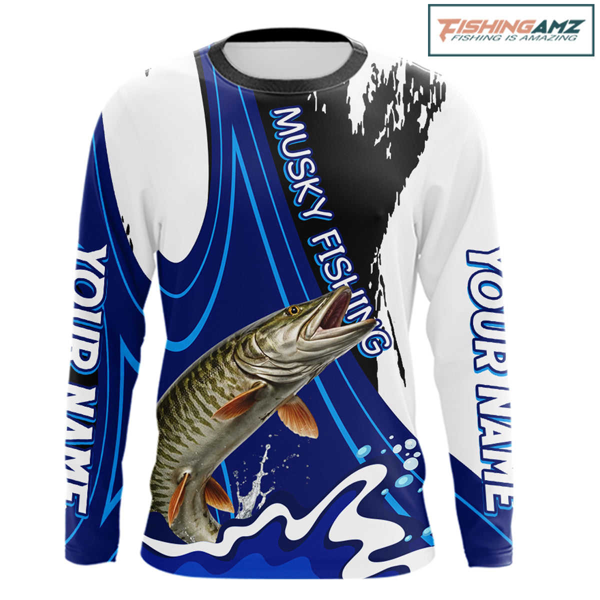 Musky Fishing Jersey Personalized Name Fishing Shirt, Angler Tournament Fishing Apparel NHT870