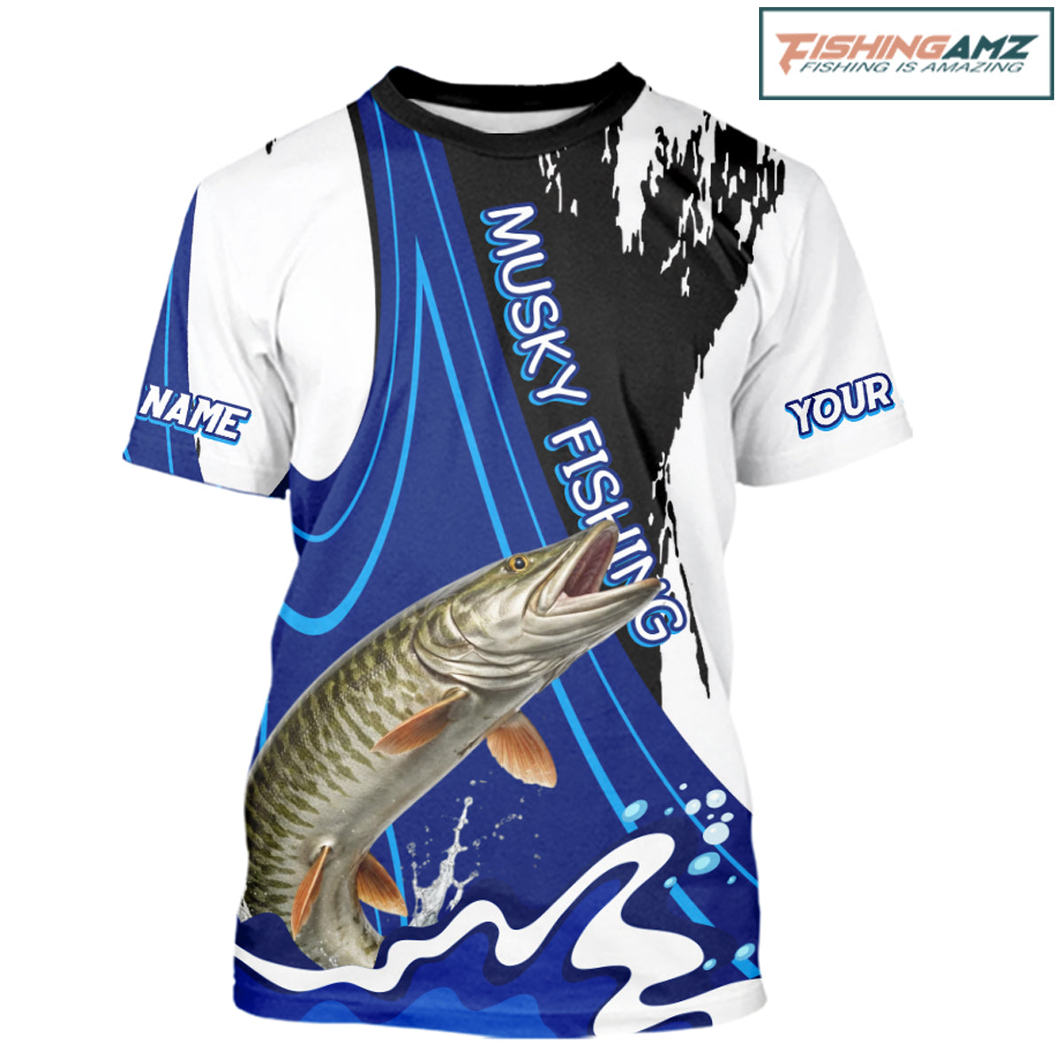 Musky Fishing Jersey Personalized Name Fishing T-shirts, Angler Tournament Fishing Apparel NHT870