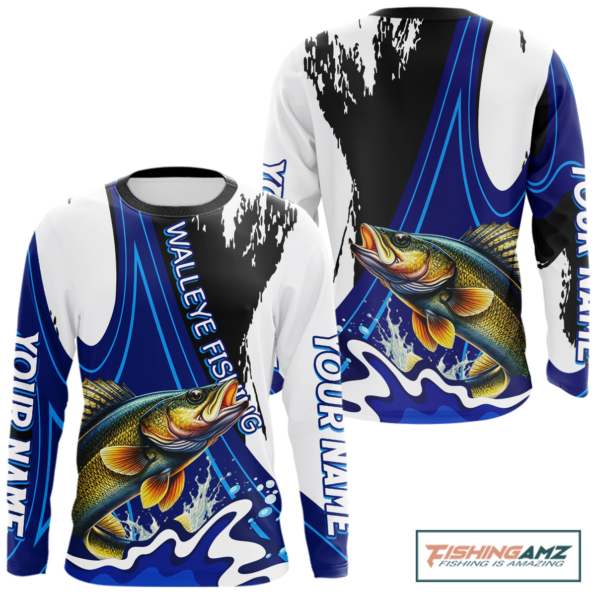 Walleye Fishing Jersey Personalized Name Fishing Shirt, Angler Tournament Fishing Apparel NHT871