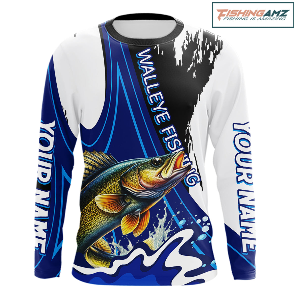 Walleye Fishing Jersey Personalized Name Fishing Shirt, Angler Tournament Fishing Apparel NHT871