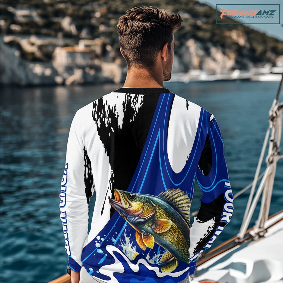 Walleye Fishing Jersey Personalized Name Fishing Shirt, Angler Tournament Fishing Apparel NHT871