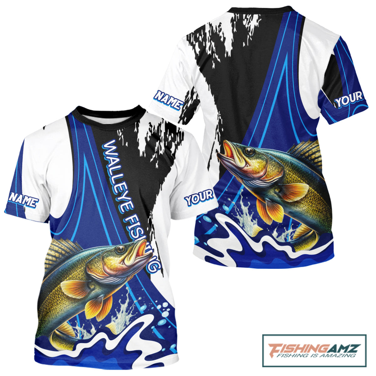 Walleye Fishing Jersey Personalized Fishing T-shirts, Angler Tournament Fishing Apparel